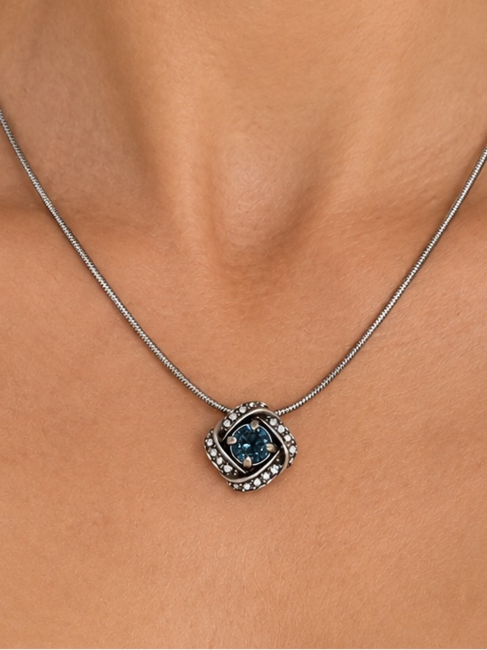 Brighton Eternity Love Knot Blue Crystal Pendant Necklace